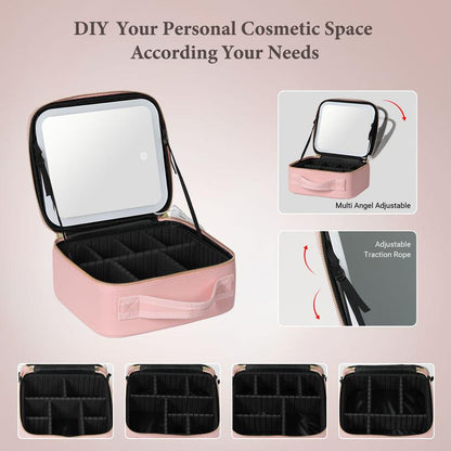 Portable 3-Color LED Makeup Bag with Detachable Mirror