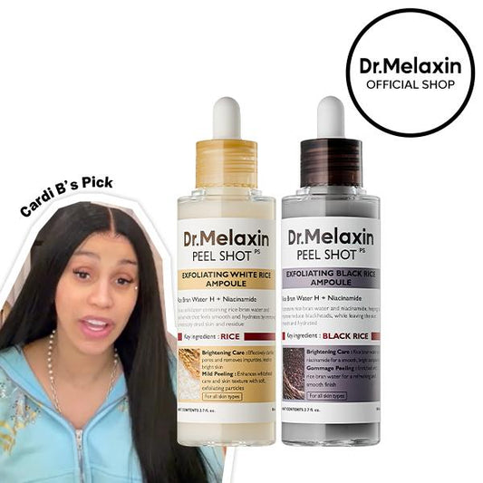 [Dr.Melaxin Official] Peel Shot Glow Rice Ampoule Duo - Serums for Brightening, Exfoliating, and Moisturizing - Suitable for All Skin Types